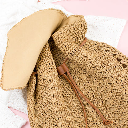 Woven Straw Backpack - Backpack