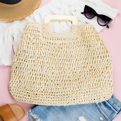Oversized Straw Tote - Straw