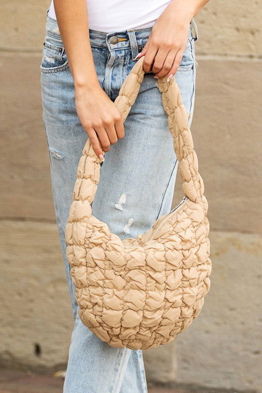 Dale Quilted Puffer Shoulder Bag – outfit idea for women | Ro + Ivy