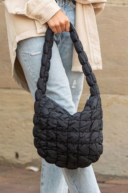 Dale Quilted Puffer Shoulder Bag – outfit idea for women | Ro + Ivy