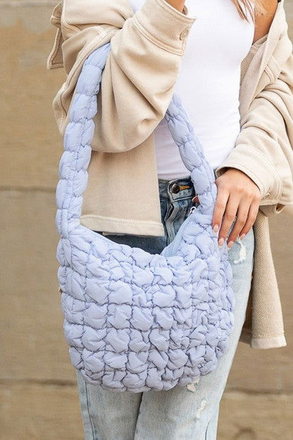 Dale Quilted Puffer Shoulder Bag – outfit idea for women | Ro + Ivy