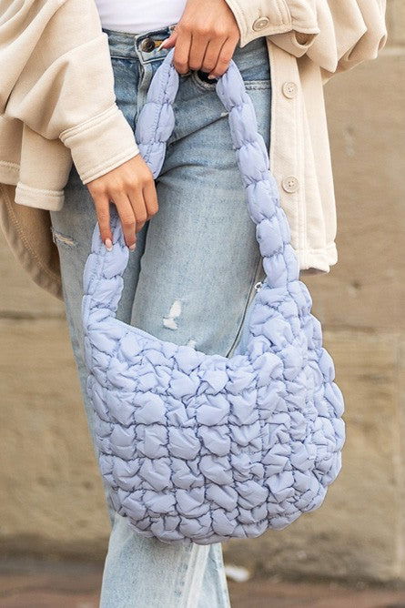Dale Quilted Puffer Shoulder Bag – outfit idea for women | Ro + Ivy