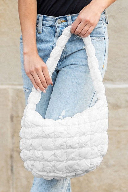 Dale Quilted Puffer Shoulder Bag – outfit idea for women | Ro + Ivy