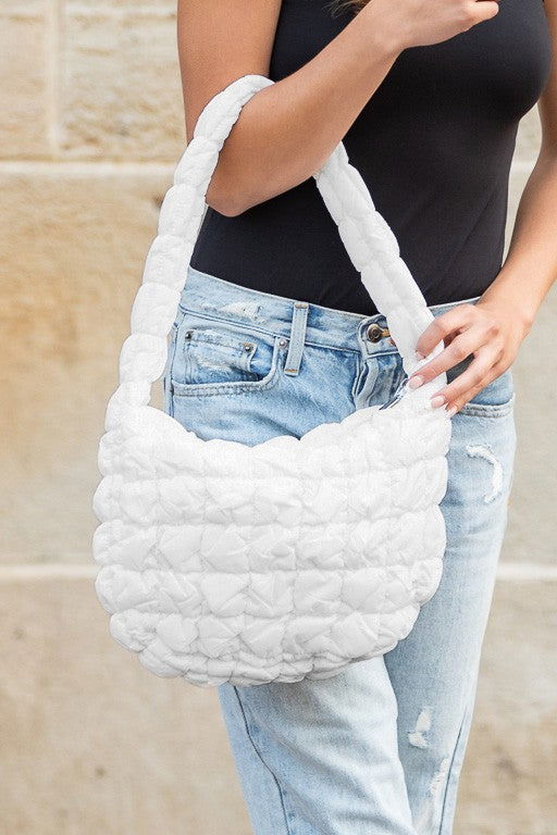 Dale Quilted Puffer Shoulder Bag – outfit idea for women | Ro + Ivy