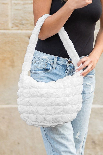 Dale Quilted Puffer Shoulder Bag – outfit idea for women | Ro + Ivy