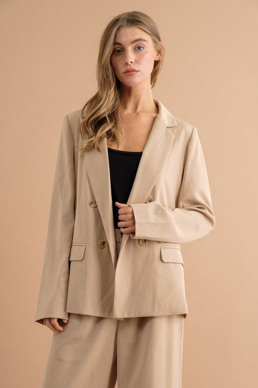 Double Button Blazer Jacket - Ro + Ivy