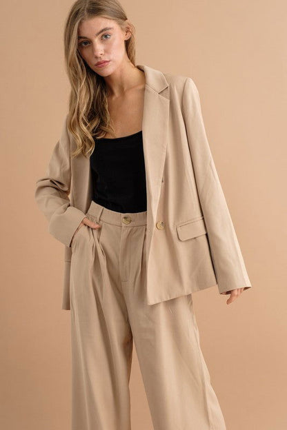 Double Button Blazer Jacket - Ro + Ivy