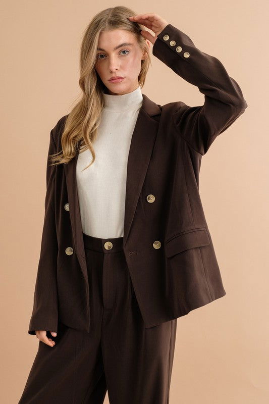 Double Button Blazer Jacket - Ro + Ivy