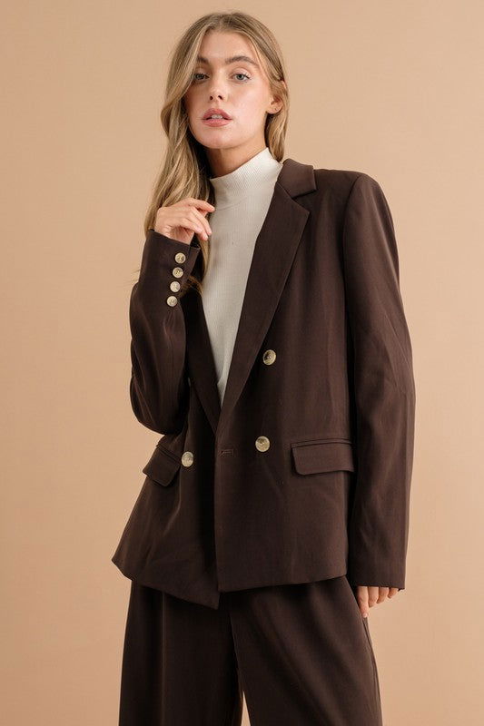 Double Button Blazer Jacket - Ro + Ivy