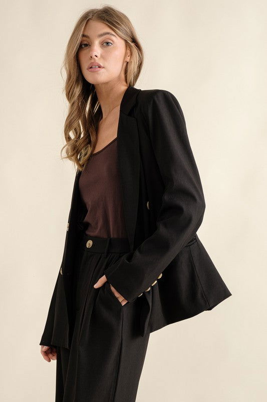 Double Button Blazer Jacket - Ro + Ivy