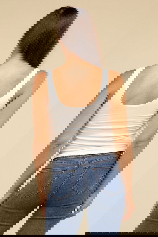 Basic Double Layer Round Neck Tank Top – outfit idea for women | Ro + Ivy