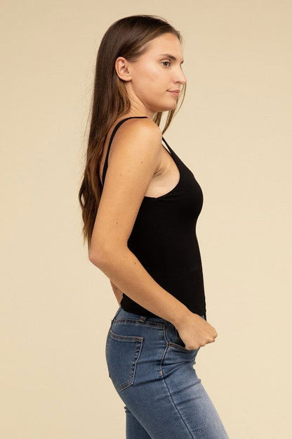 Basic Double Layer Round Neck Tank Top – outfit idea for women | Ro + Ivy