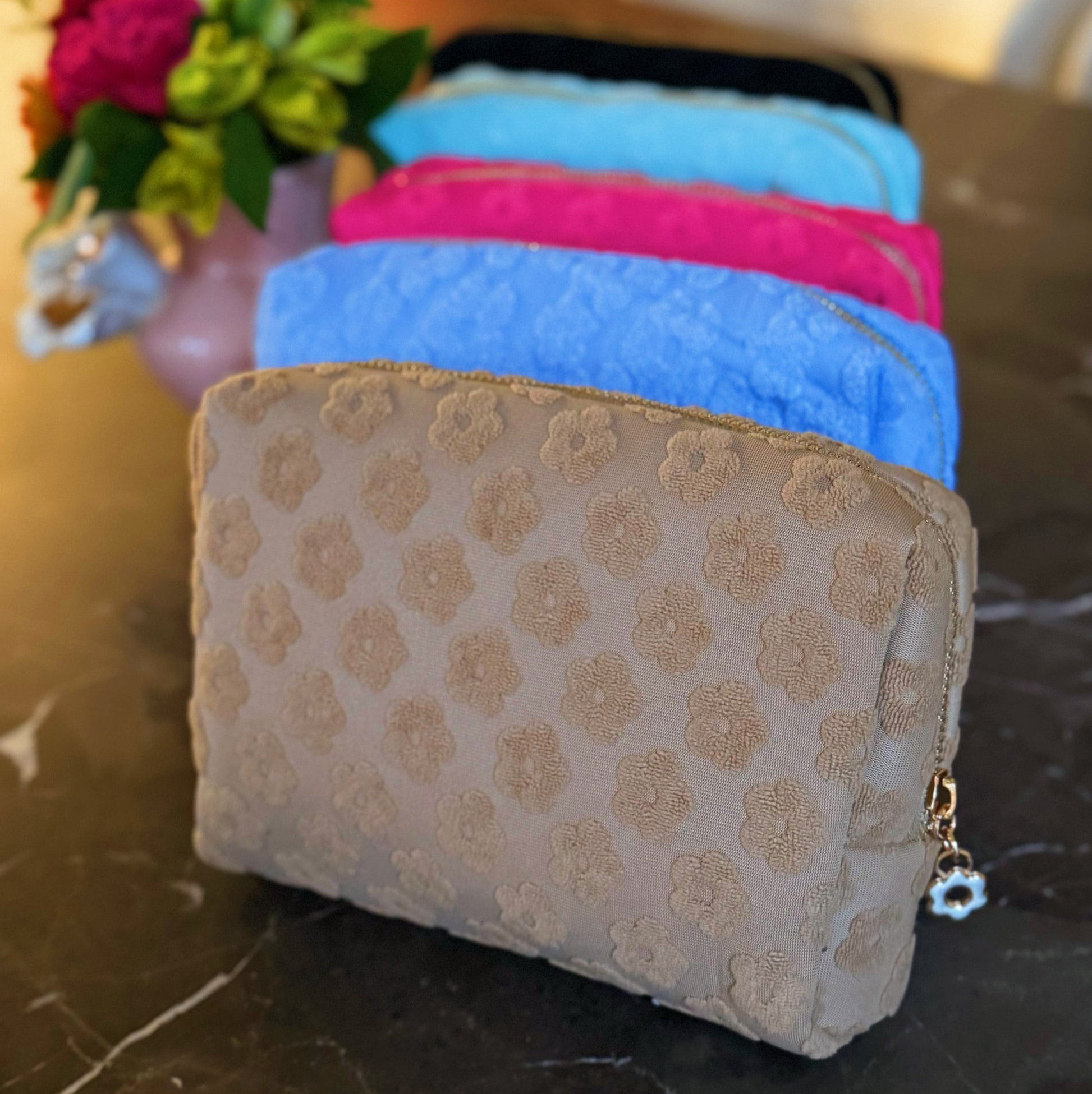 Embossed Daisy Blossom Cosmetic Case - Bags