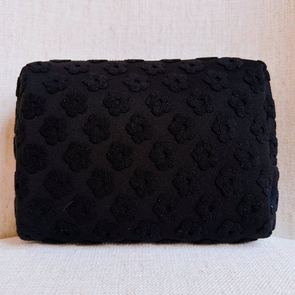 Embossed Daisy Blossom Cosmetic Case - Black Bags