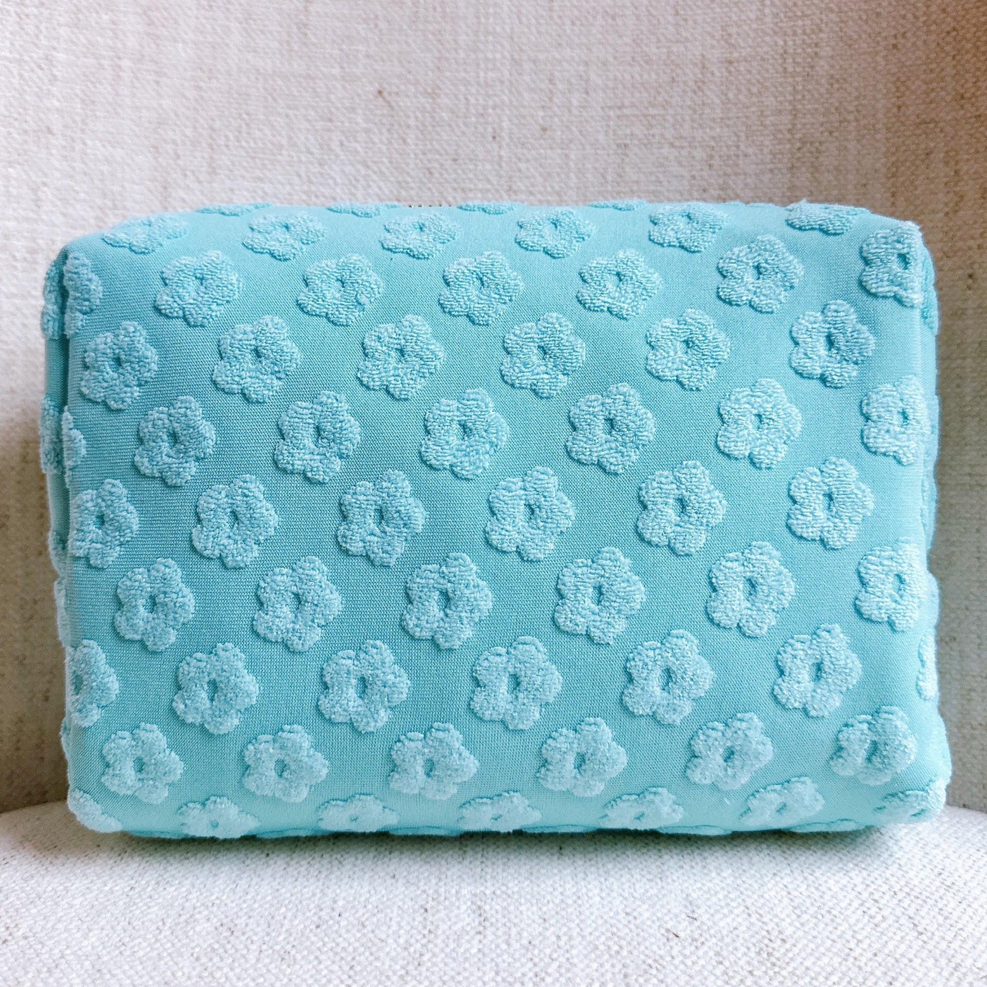 Embossed Daisy Blossom Cosmetic Case - Blue Mint Bags