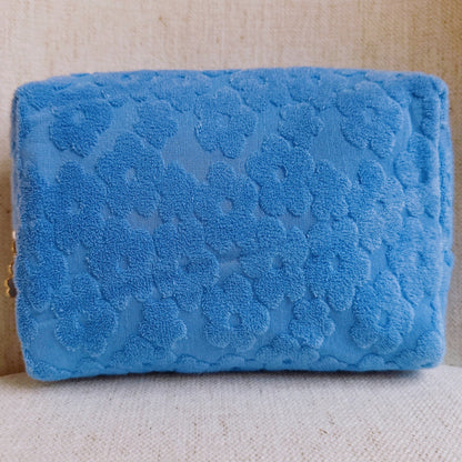 Embossed Daisy Blossom Cosmetic Case - Blue Bags