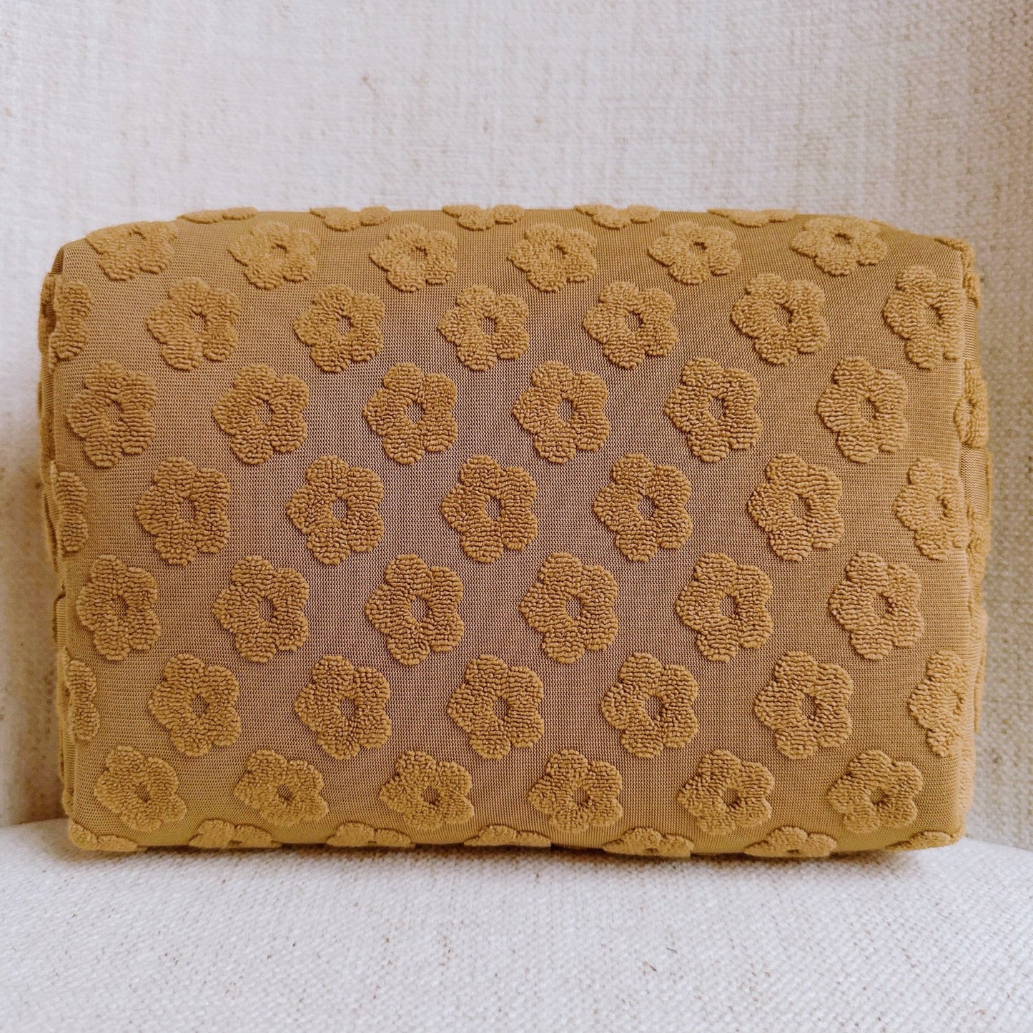 Embossed Daisy Blossom Cosmetic Case - Taupe Bags