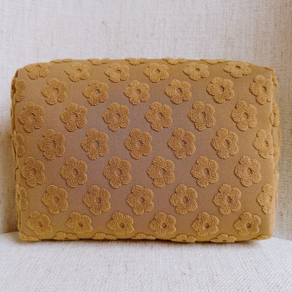 Embossed Daisy Blossom Cosmetic Case - Taupe Bags