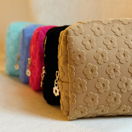 Embossed Daisy Blossom Cosmetic Case - Shoulder Bags