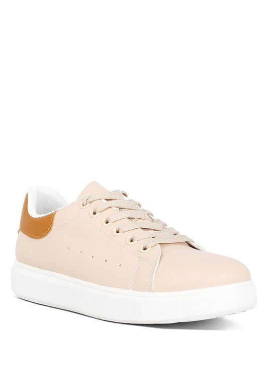 Enora Comfortable Lace Up Sneakers – BEIGE outfit idea for women | Ro + Ivy