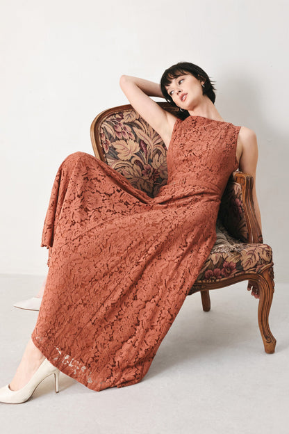 Terracotta Lace Midi Dress
