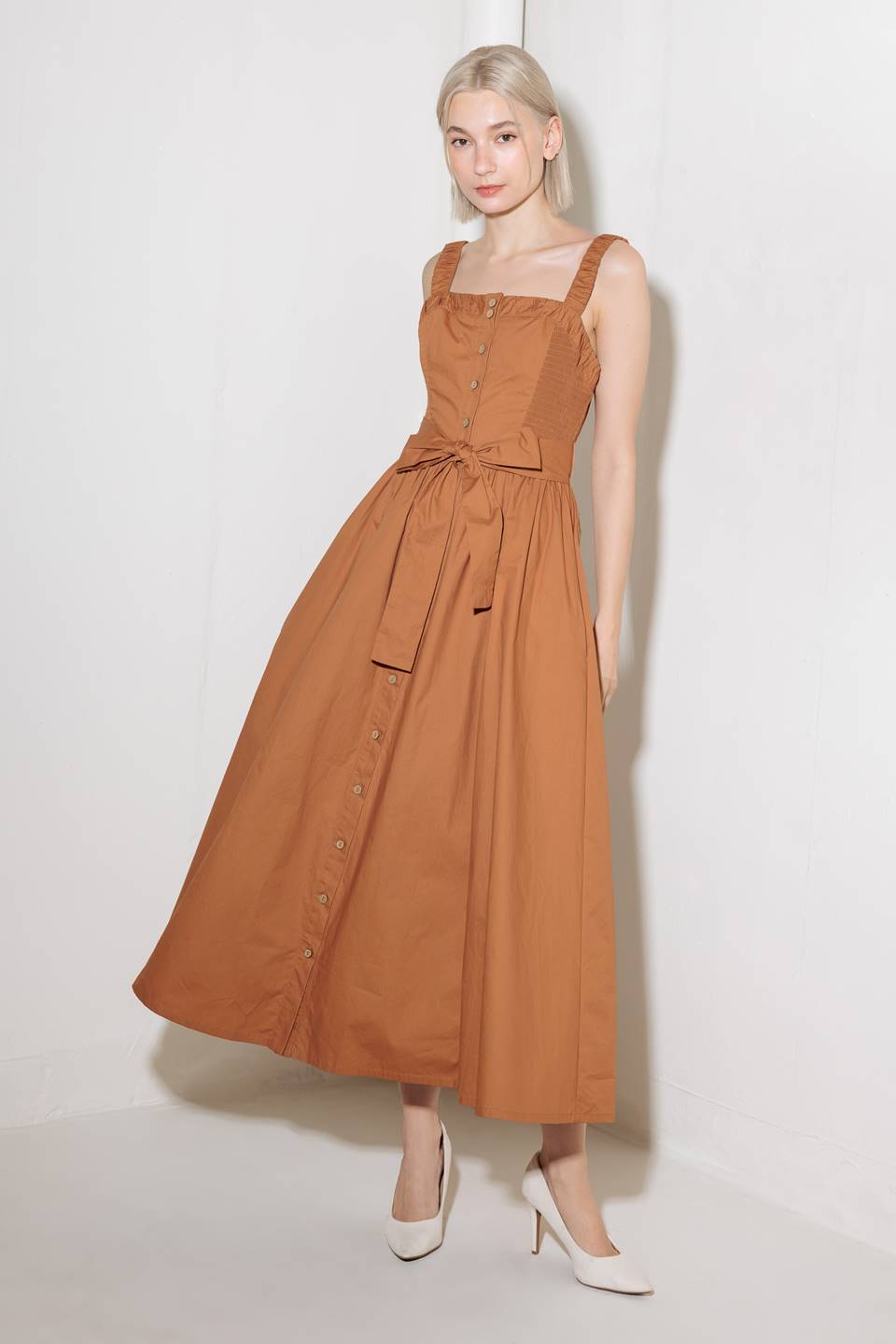 Sunset Square Neck Midi Dress with Pockets Trendy Midi Dresses Outfit Idea for Women | Ro + Ivy