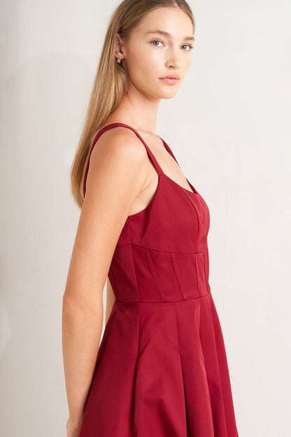 Crimson A Line Summer Midi Dress with Pockets | Trendy Midi Dresses Outfit Idea for Women by Ro + Ivy | Elevated Basics, Modern Comfort & Style