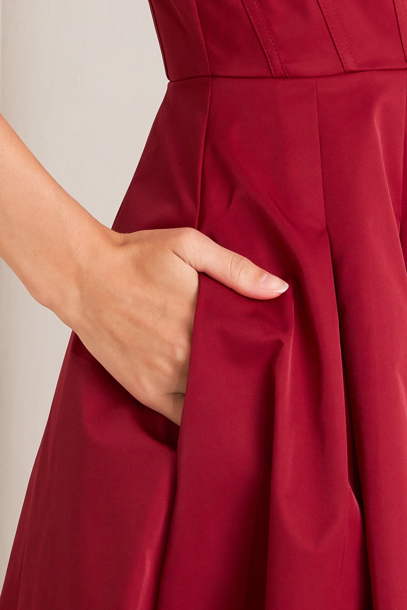 Crimson A Line Summer Midi Dress with Pockets | Trendy Midi Dresses Outfit Idea for Women by Ro + Ivy | Elevated Basics, Modern Comfort & Style