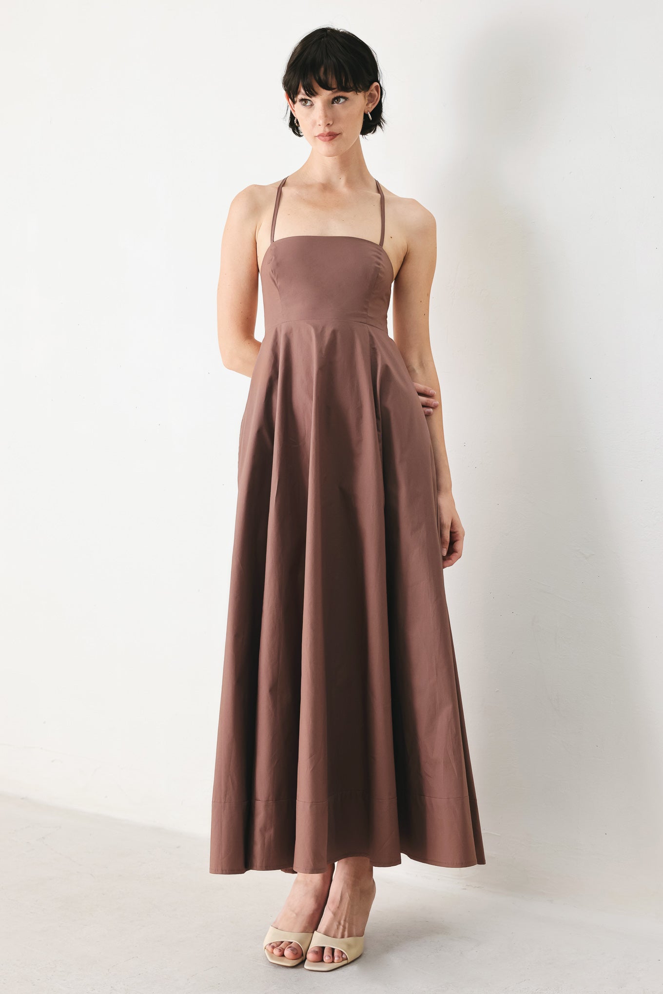Pure Line Woven Midi Dress COCOA