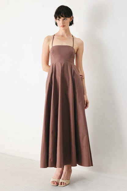 Pure Line Woven Midi Dress COCOA