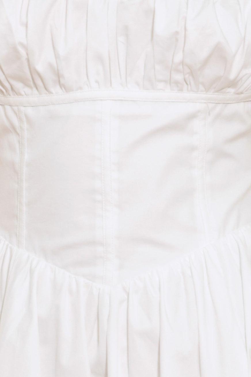 Corset Straight Neck Midi Dress with Pockets