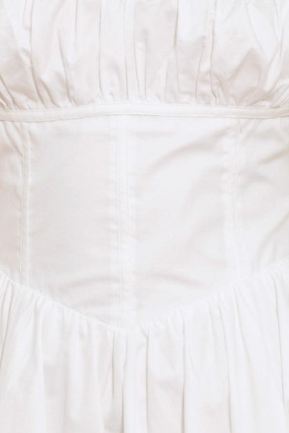Corset Straight Neck Midi Dress with Pockets