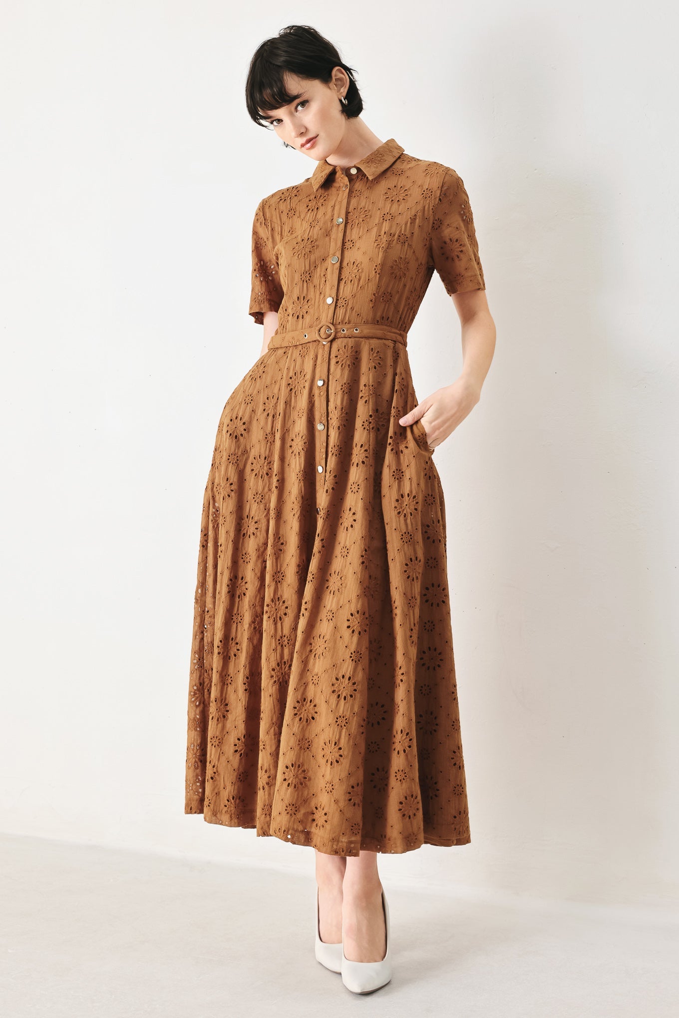 Vintage Eyelet Midi Dress