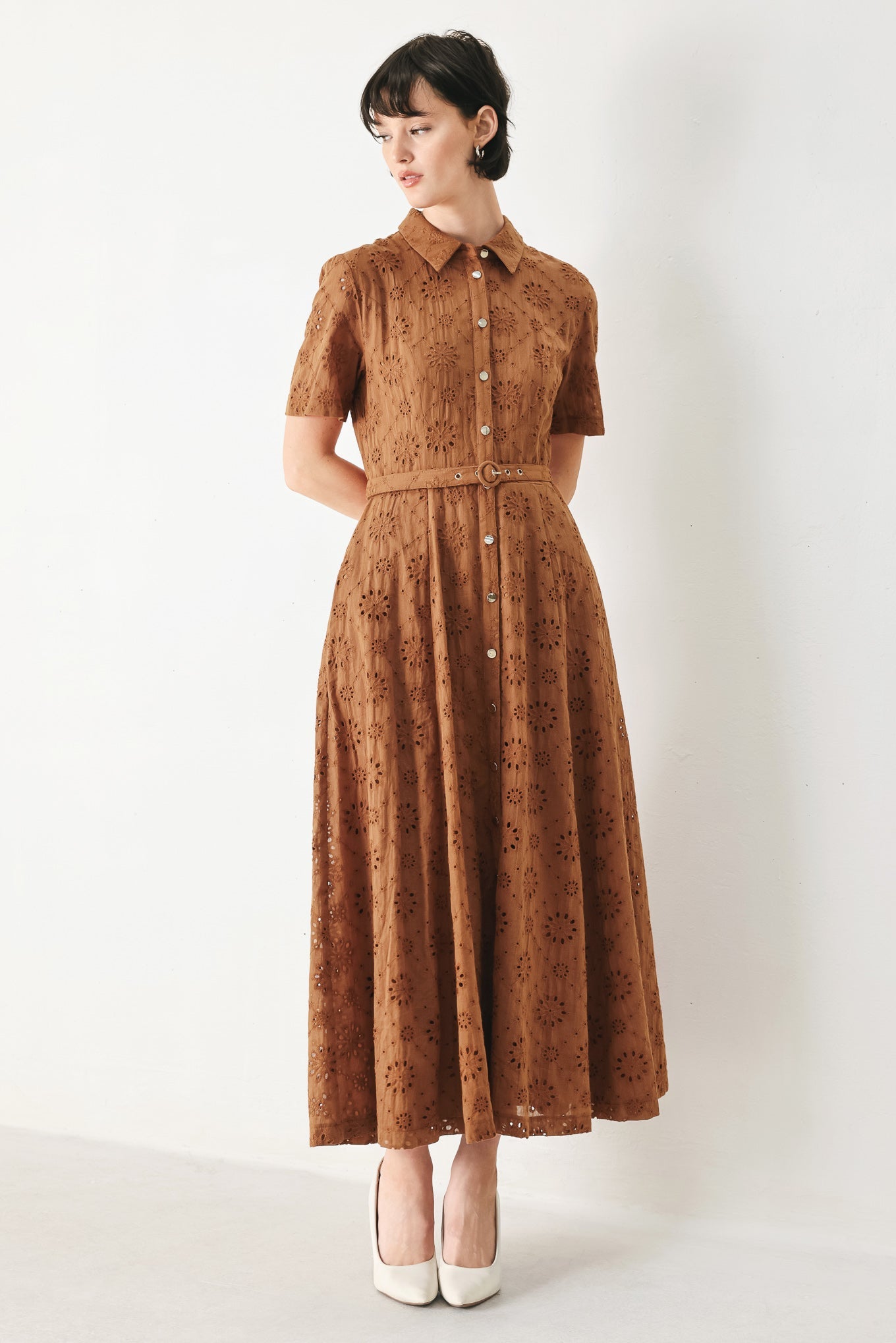 Vintage Eyelet Midi Dress