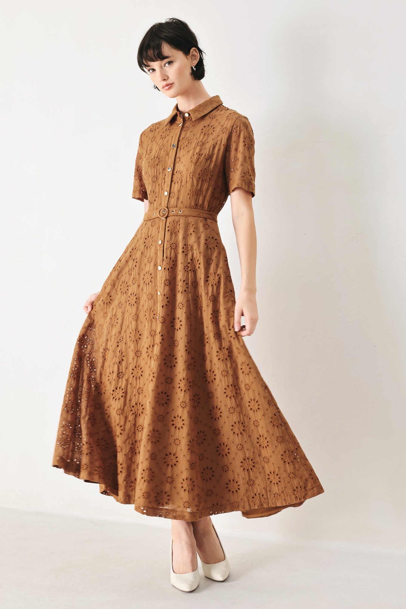 Vintage Eyelet Midi Dress