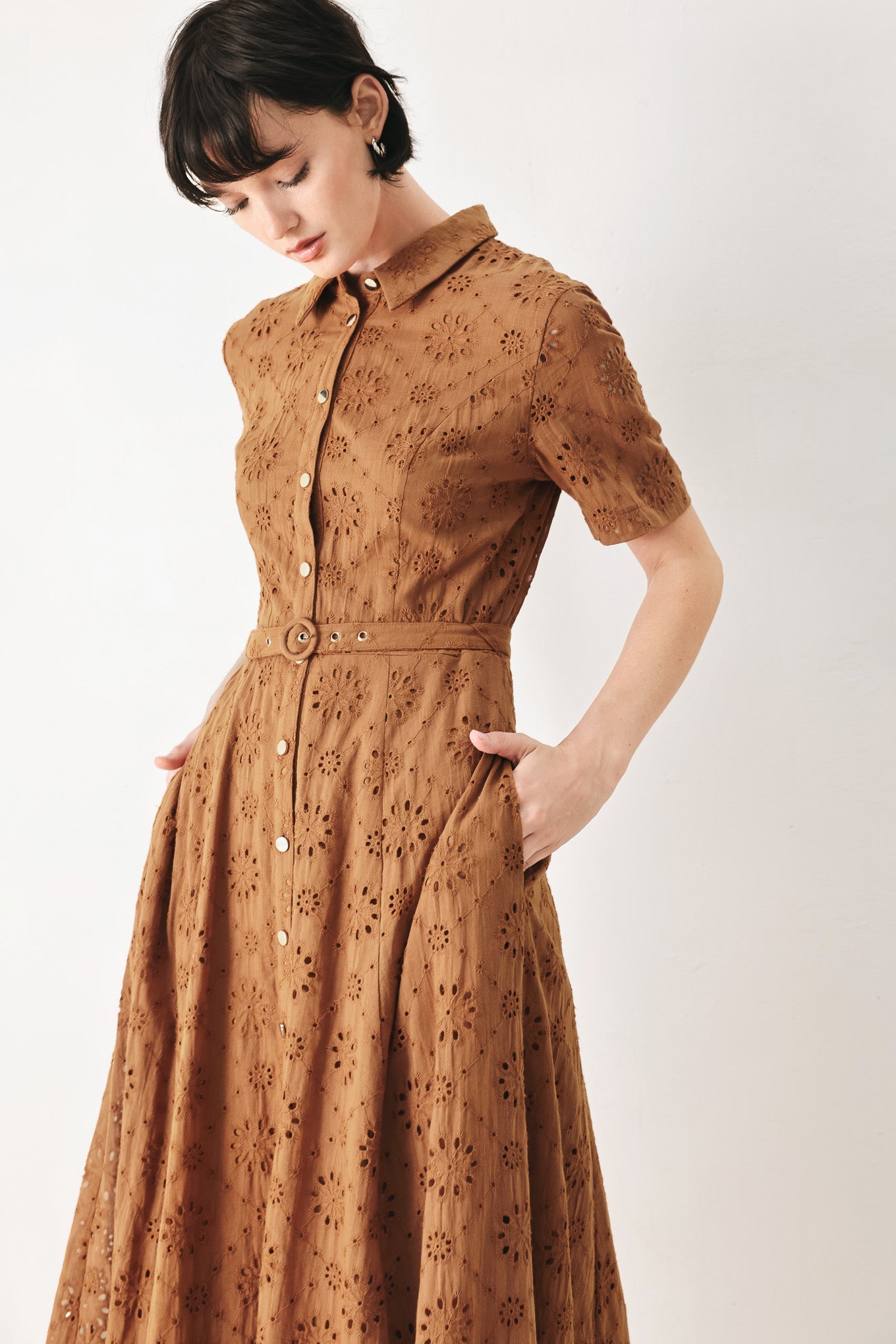 Vintage Eyelet Midi Dress