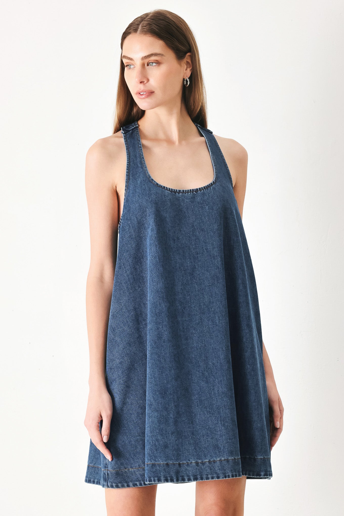 Racerback Denim Flowy Mini Dress