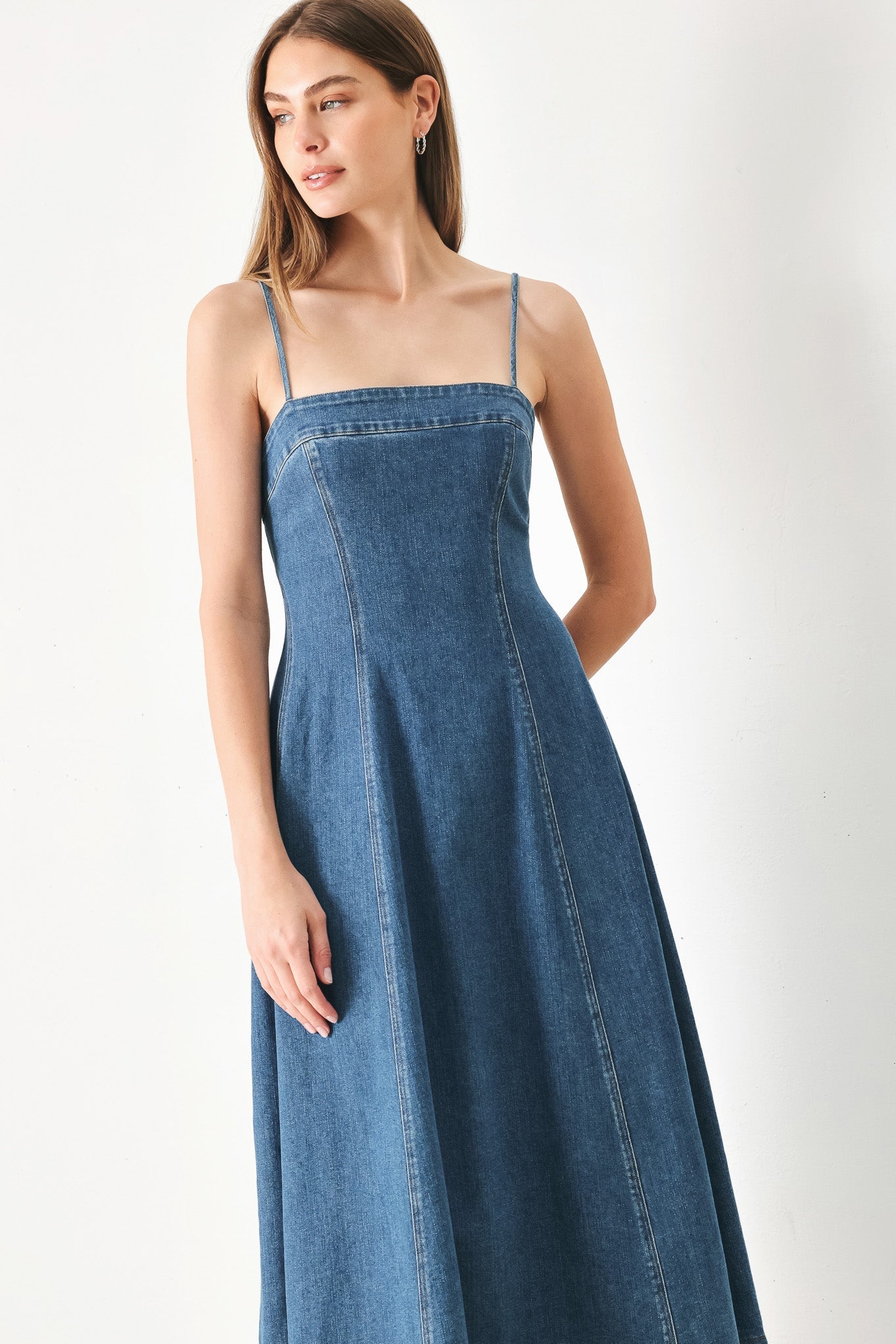 Denim A-Line Midi Dress