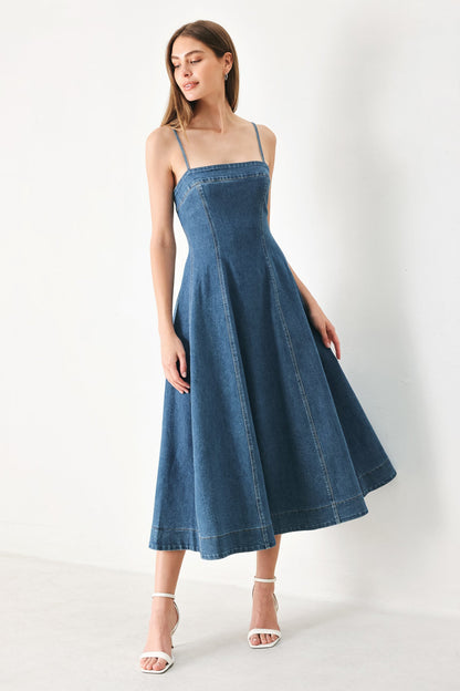 Denim A-Line Midi Dress