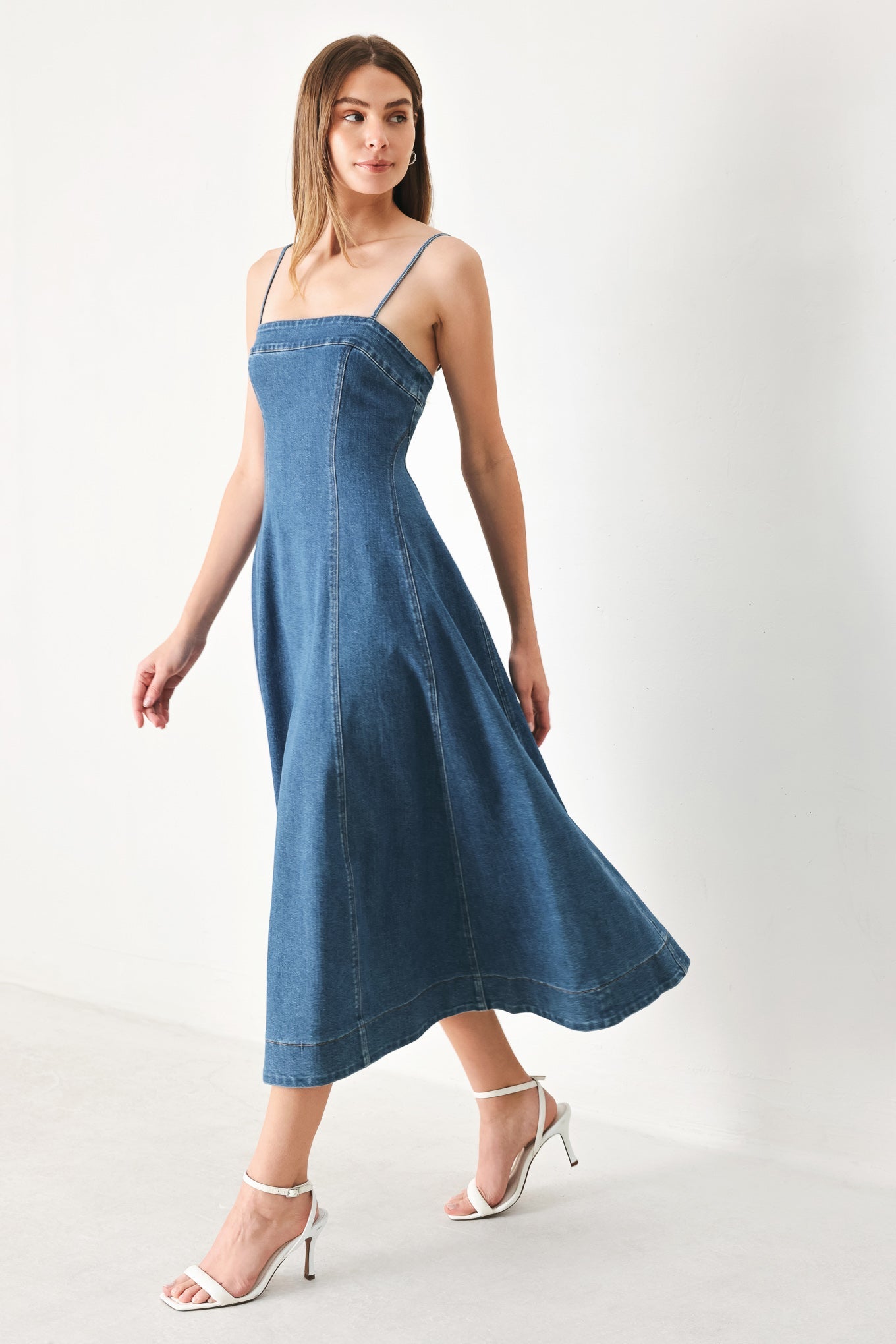 Denim A-Line Midi Dress