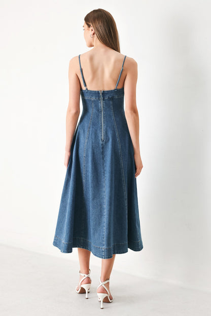 Denim A-Line Midi Dress
