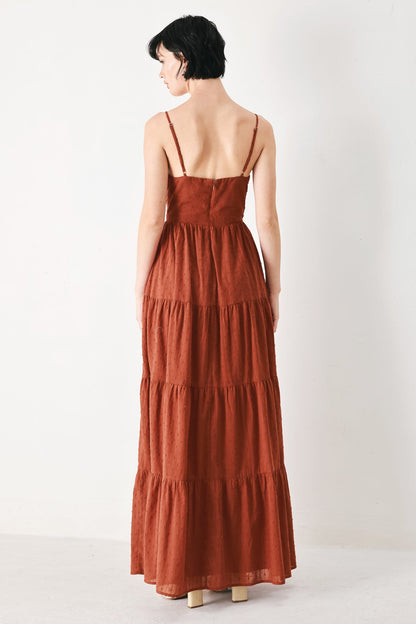 Terracotta Swiss Dot Maxi Dress