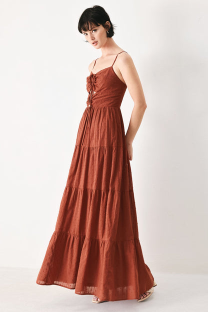 Terracotta Swiss Dot Maxi Dress