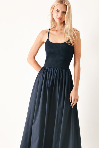Mix Media Open Back Cami Midi Dress
