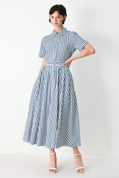 Coastal Striped Midi Dress