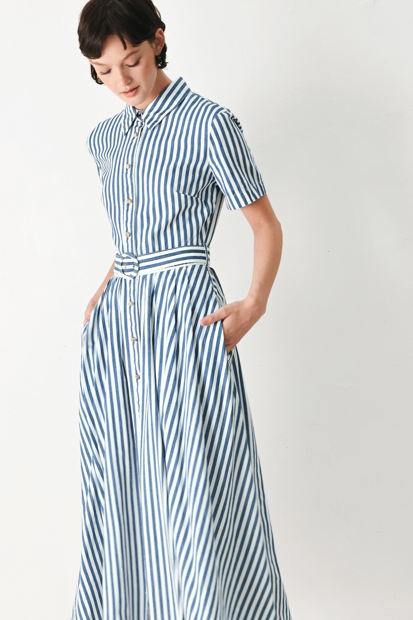 Coastal Striped Midi Dress