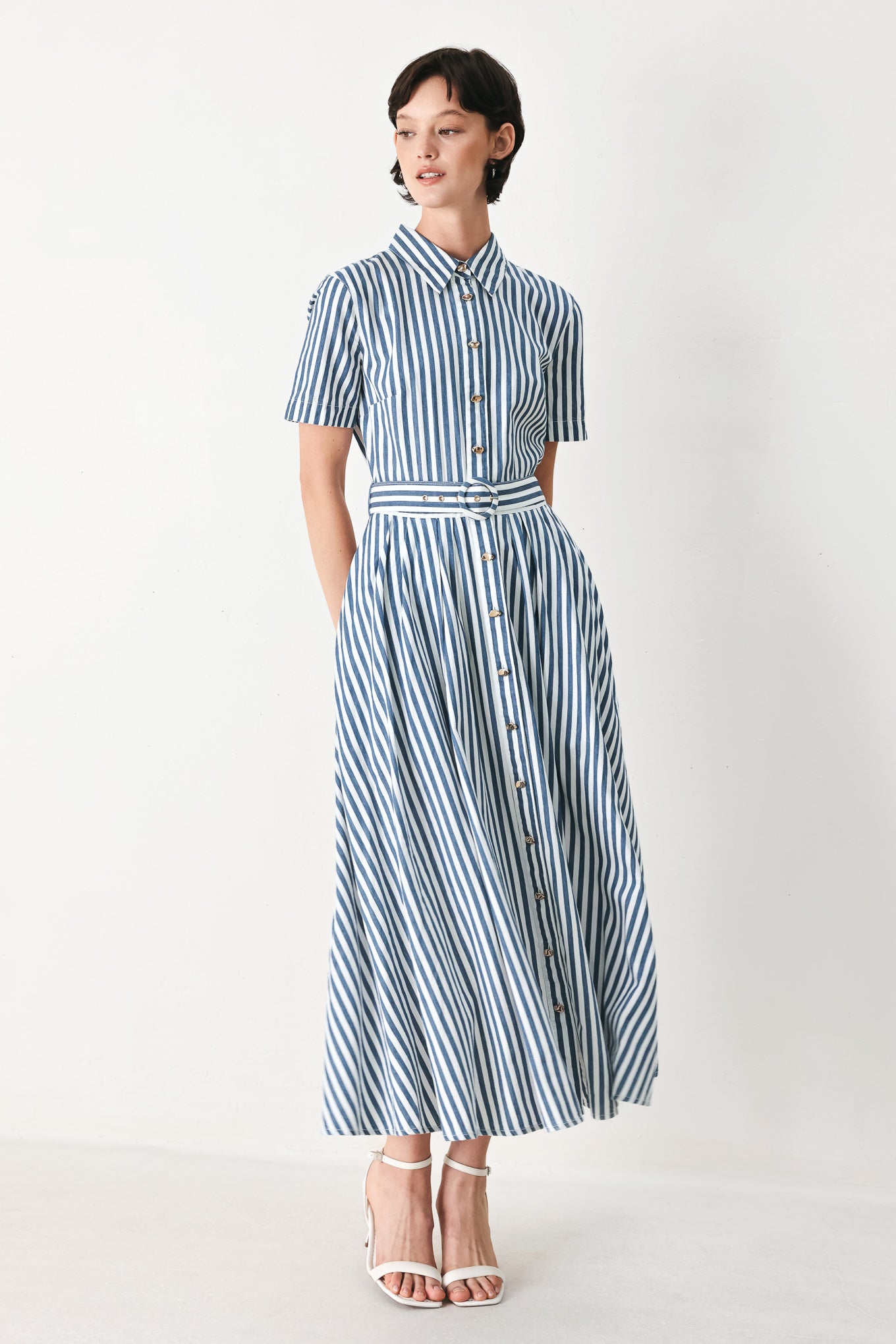 Coastal Striped Midi Dress