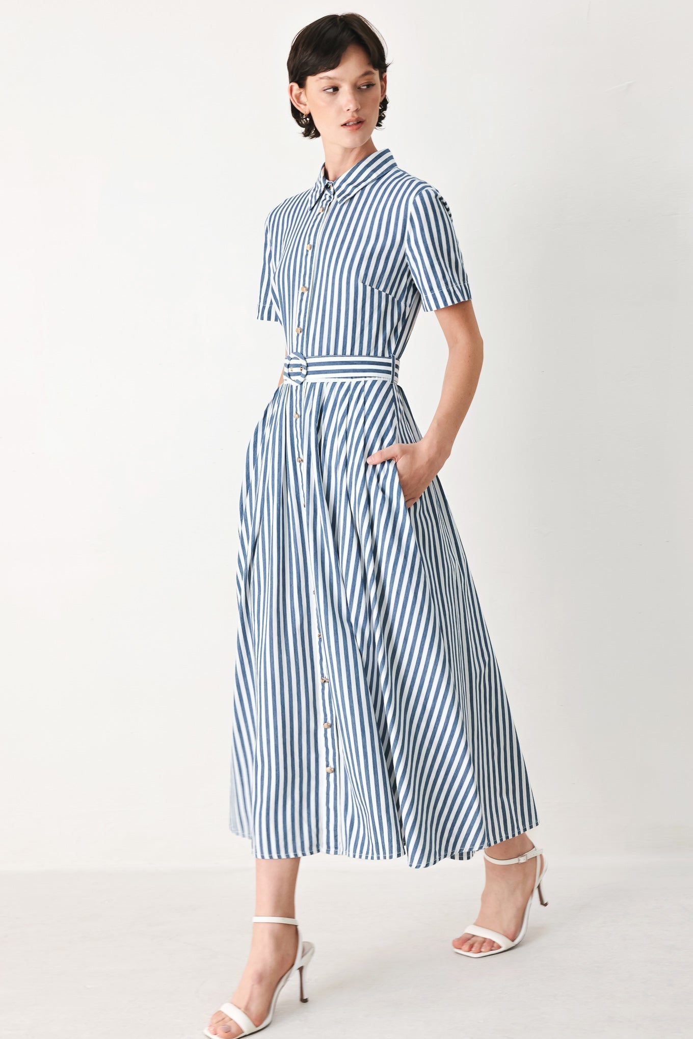 Coastal Striped Midi Dress