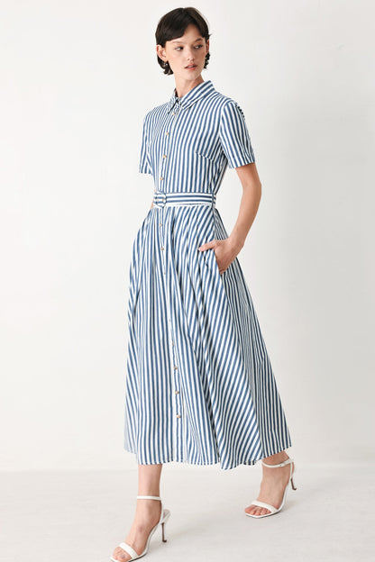 Coastal Striped Midi Dress