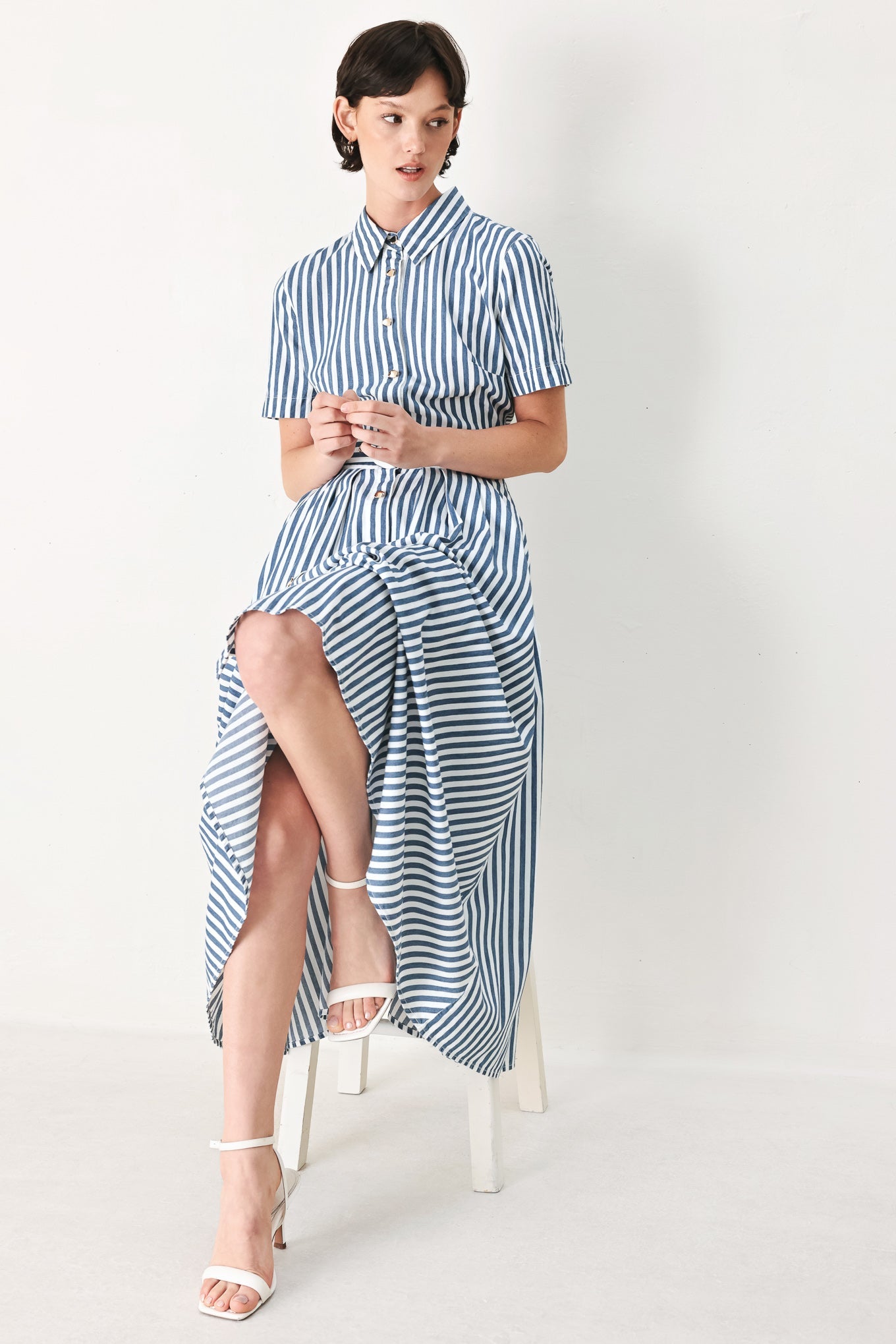 Coastal Striped Midi Dress